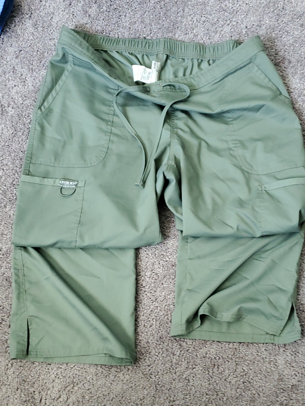 Womens Olive Green Cargo Scrub Pants